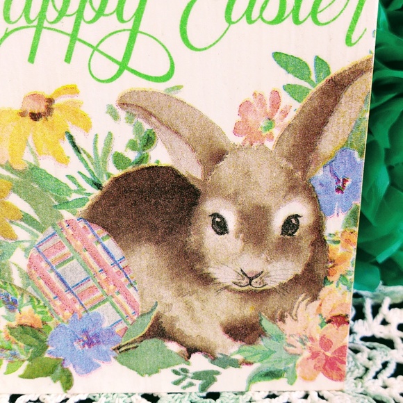 HAND CRAFTED EASTER MINI WOOD SIGN/TIERED TRAY DECOR/BUNNY RABBIT HOME DECOR - Picture 2 of 4